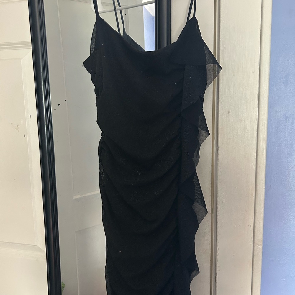 Windsor Black Ruffled Mini Dress